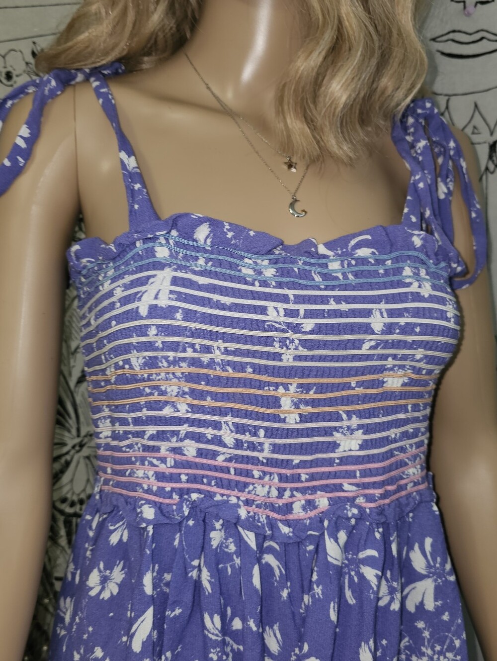 Free People Purple Floral Smocked Jusmpsuit Small - Picture 2 of 12